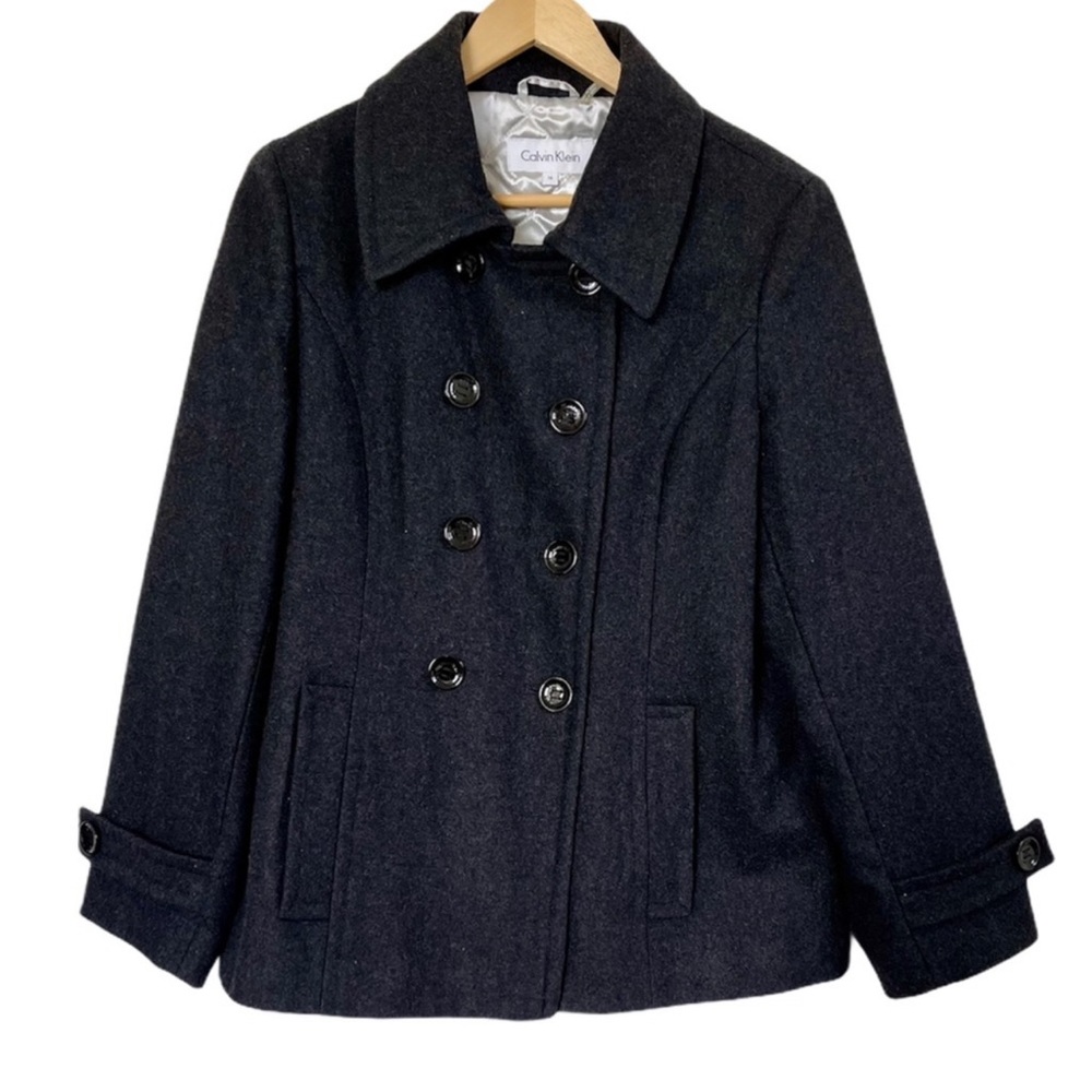 Calvin Klein Charcoal Grey Wool Blend Coat